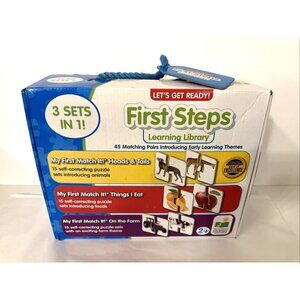 First Steps Learning Library Let's Get Ready ANIMALS FOODS FARM 3 Puzzle Sets!
